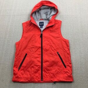 Vintage GAP Jacket Mens Small Orange Sleeveless Windbreaker Y2K 90s 2000s Retro